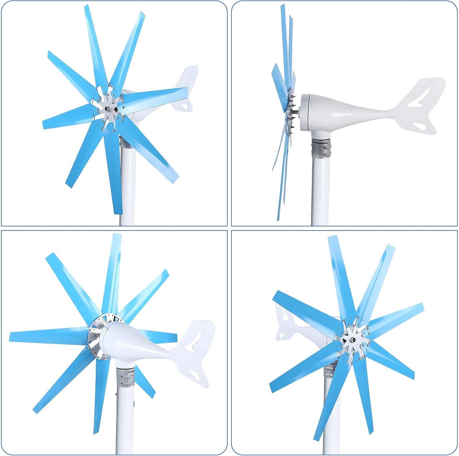 Magnetic Levitation Wind Turbine Generator 100/200/300/400W, 8-Blade Kit with Controller, for Home, Farm, RV, Off-Grid Power Supplementation Blue-400W