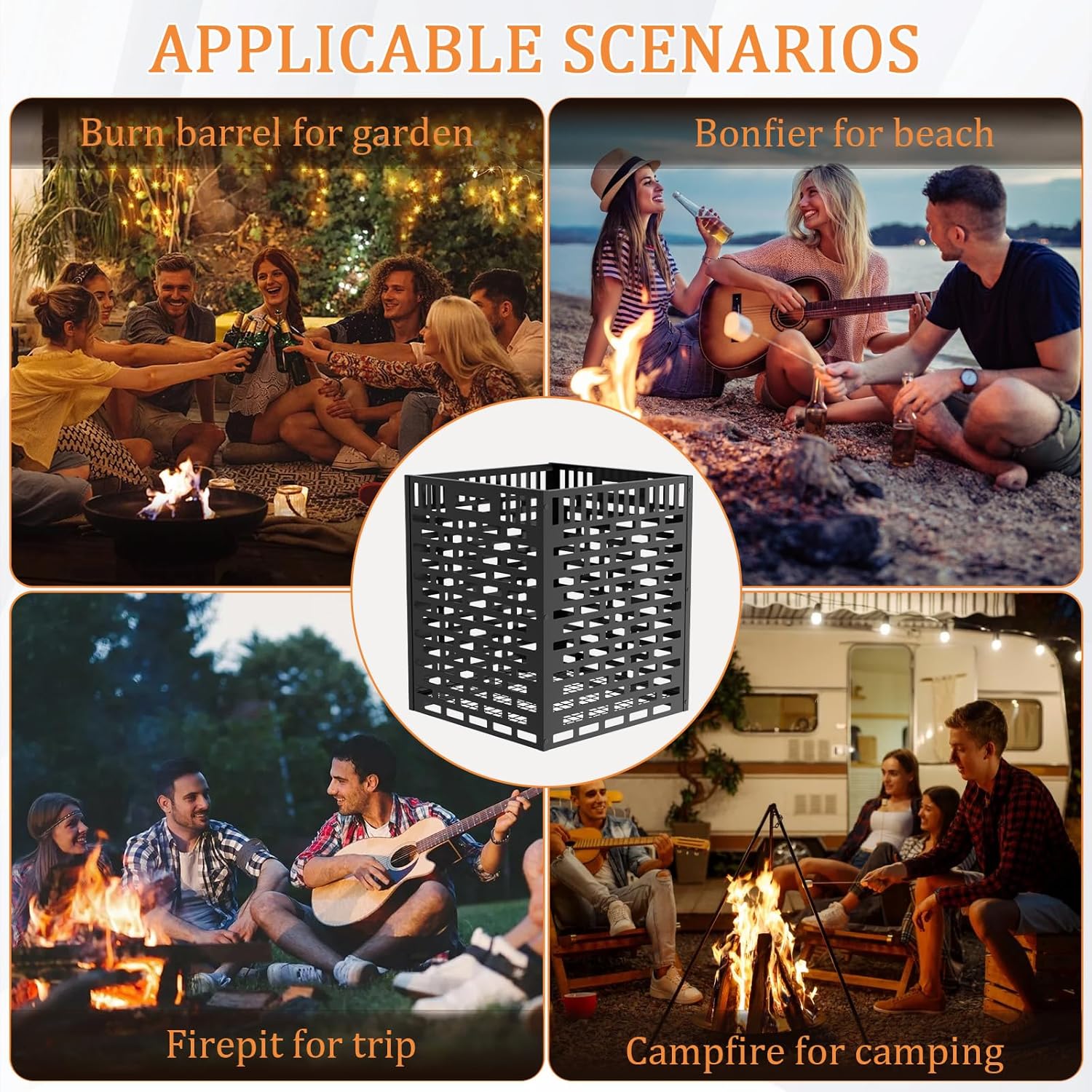 63 Gallon Burn Barrel for Yard Waste – Heavy Duty Outdoor Incinerator Drum with Burn Cage, Rust-Resistant Coating & High-Temp Fire Pit for Burning Paper, Leaves, Wood & Trash