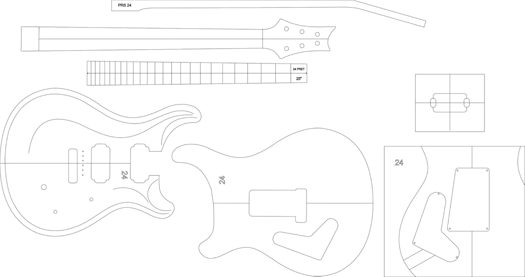 Electric Guitar Routing Template - PRS24