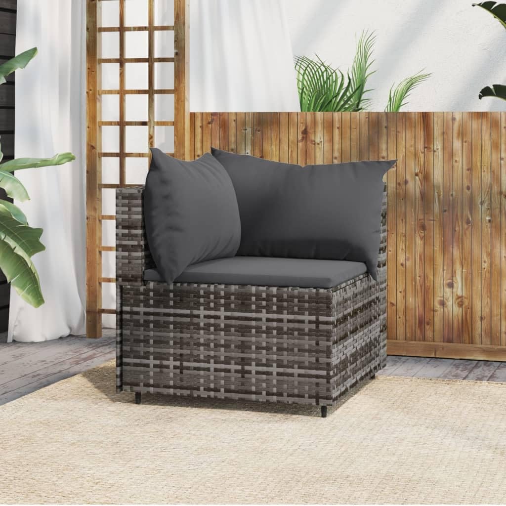 Patio Corner Sofa with Cushions Gray Poly Rattan,Modern Corner Sectional Sofa with Thick Cushions for Cozy Outdoor Lounging Patio Furniture & Accessories, Outdoor Seating