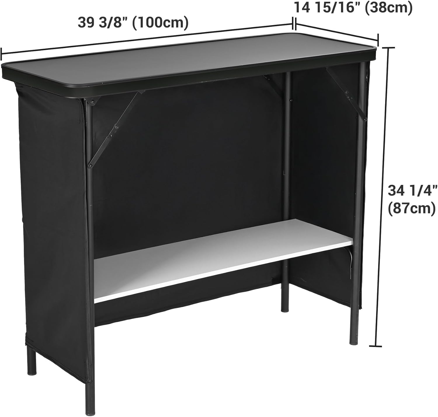 EZ GO 2 Pcs Portable Bar Table Folding Pop up Bar Mobile Bartending Station with Carry Bag Black Skirt for Wedding Camping Tradeshow Tailgate Party Events Outdoor 39
