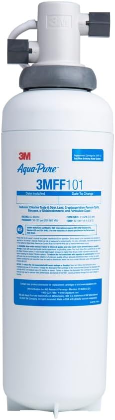 3M Aqua-Pure 3M FF100 Under Sink Drinking and Cooking Water Filter System, Reduces Lead, Microplastics, Chlorine Taste and Odor, Cysts, Select VOCs. 2.5 GPM Full Flow