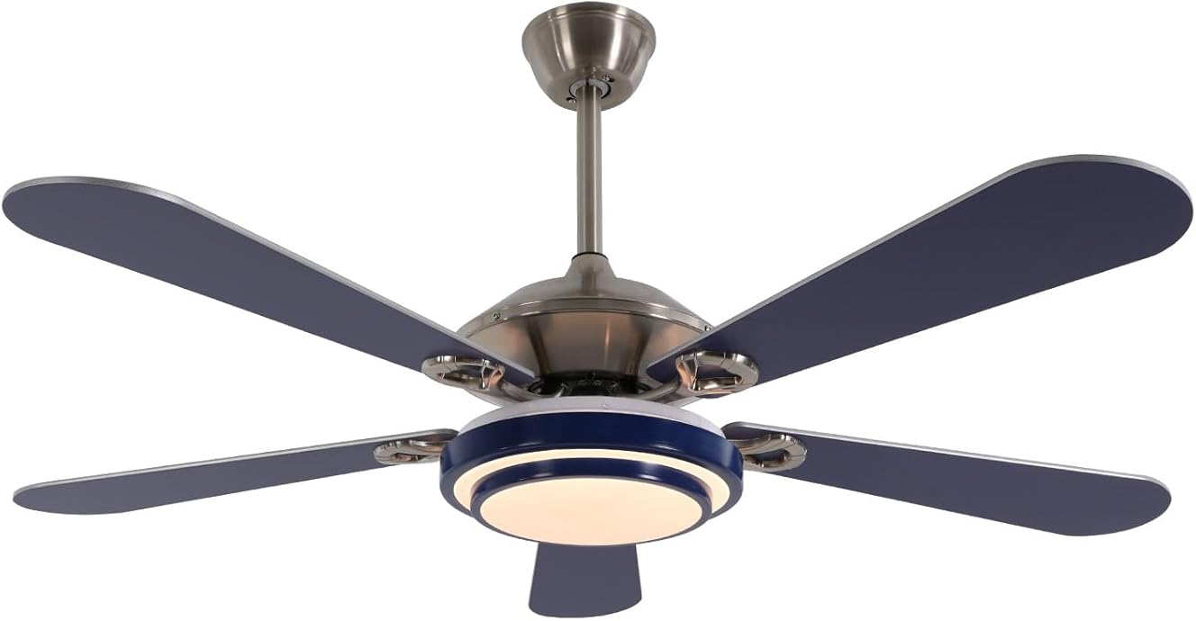 Ceiling Fans with Lights, 52 Inch Flush Mount Modern Ceiling Fan with LED Light, Remote Control, Dimmable, Noiseless, Reversible, 6 Speed 3 Colors 5 Blades for Bedroom, Living Room, Garage