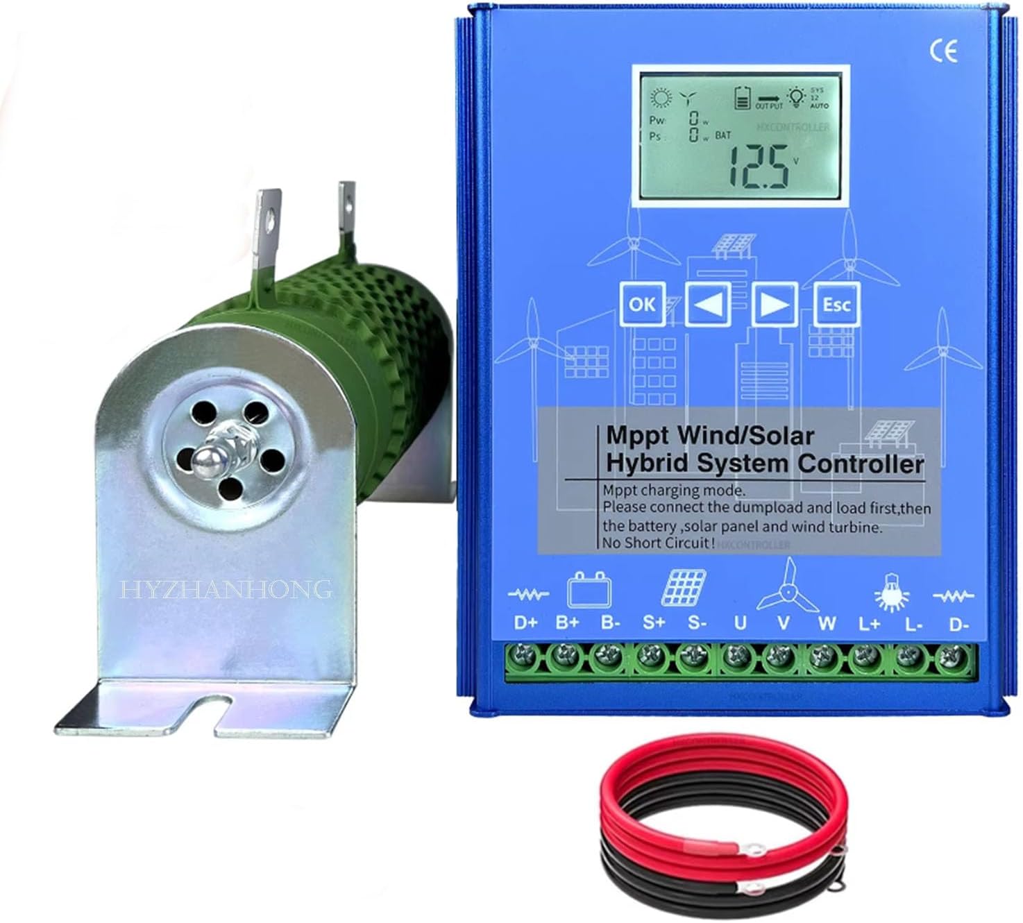 24V, 12000W Wind Solar Hybrid Charge Controller,12V 24V 48V Regulator MPPT Wind Solar Hybrid Boost Controller for Wind Turbine Generator Charger Battery,12V