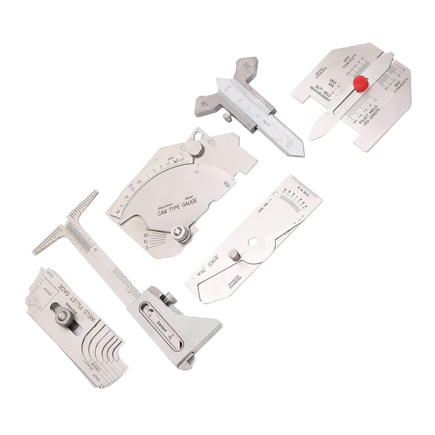 Pssopp Other Welding Equipment and Accessories Set, Stainless Steel Metric Welding Inspection Fillet Hi Lo Inspection Measure Set with 5 Storage Bags and 1 Box for Undercuts