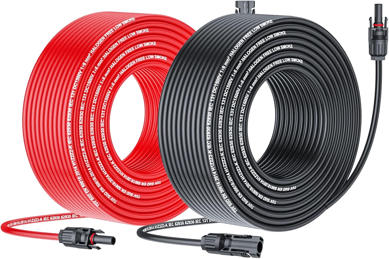 Solar Cable Extension 50Ft 10AWG, Solar Wire with Tool-Free Solar Connectors, Waterproof Solar Panel Extension Cable 6mm², PV Cable 10Gauge for Home Boat RV Solar Panels(50ft)