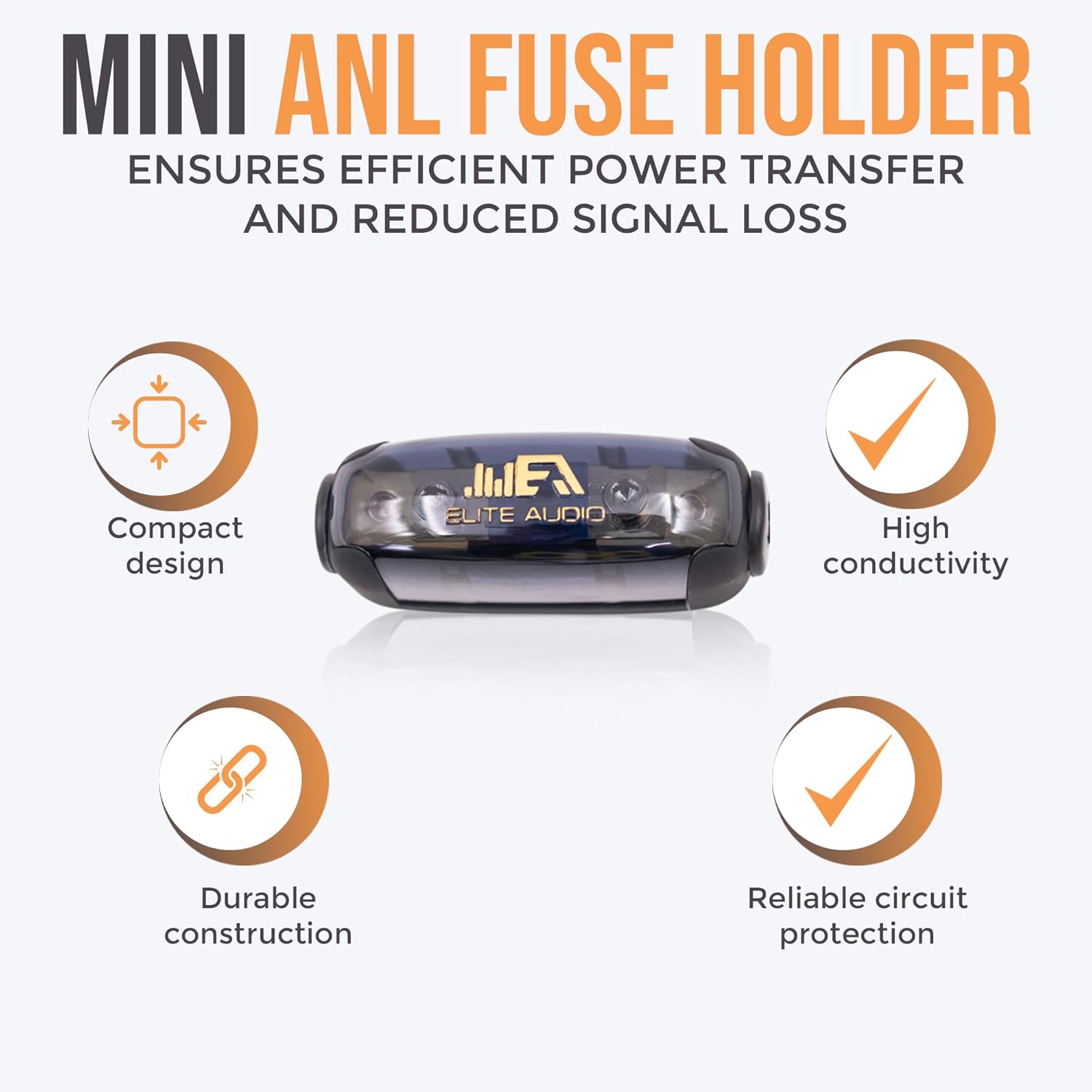 Elite Audio EA-PROK8 Pro Amplifier Wiring Kit - 2500W Max Power, Oxygen Free Copper Cables, Brass ANL Fuse Holder, 8 Gauge