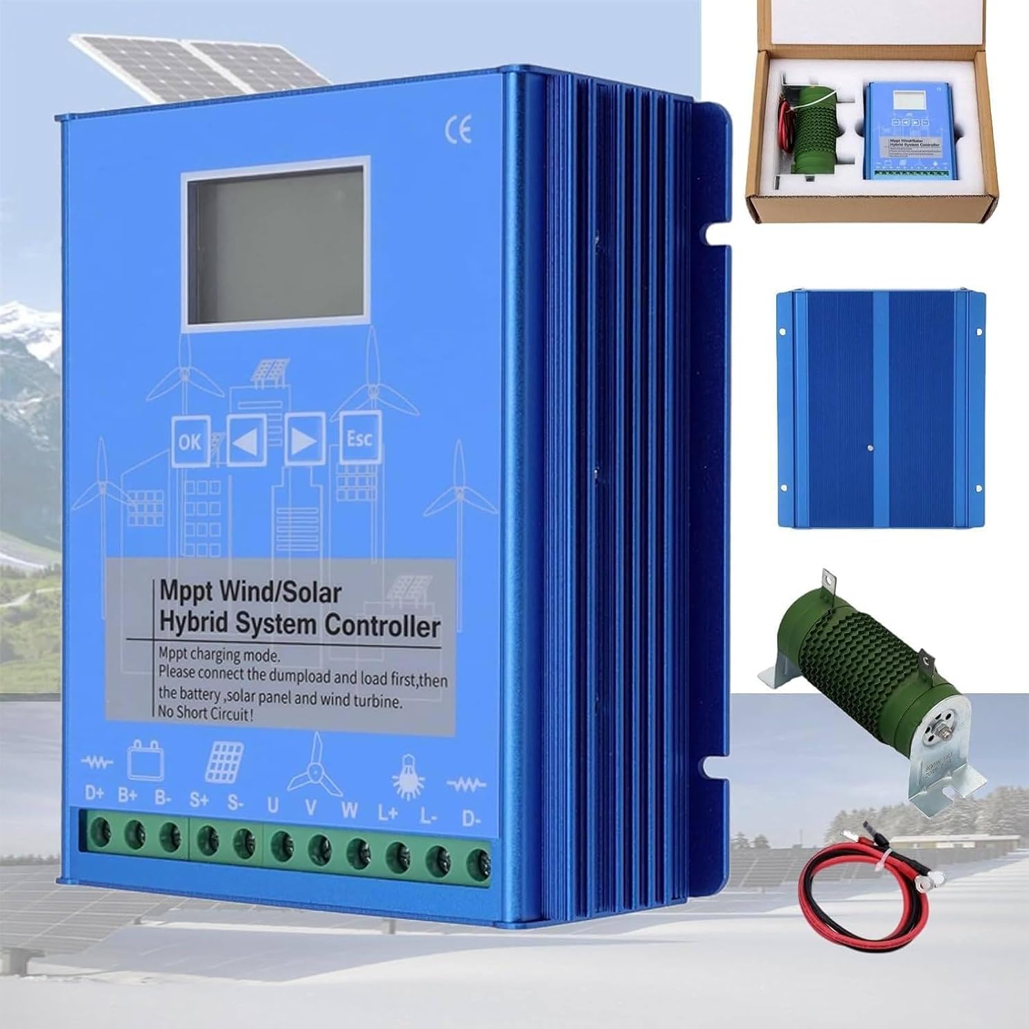 Wind Solar Hybrid Charge Controller with Dump Load for Max 12000W Wind Turbine Generator 12000W Solar Panel 12V 24V Battery