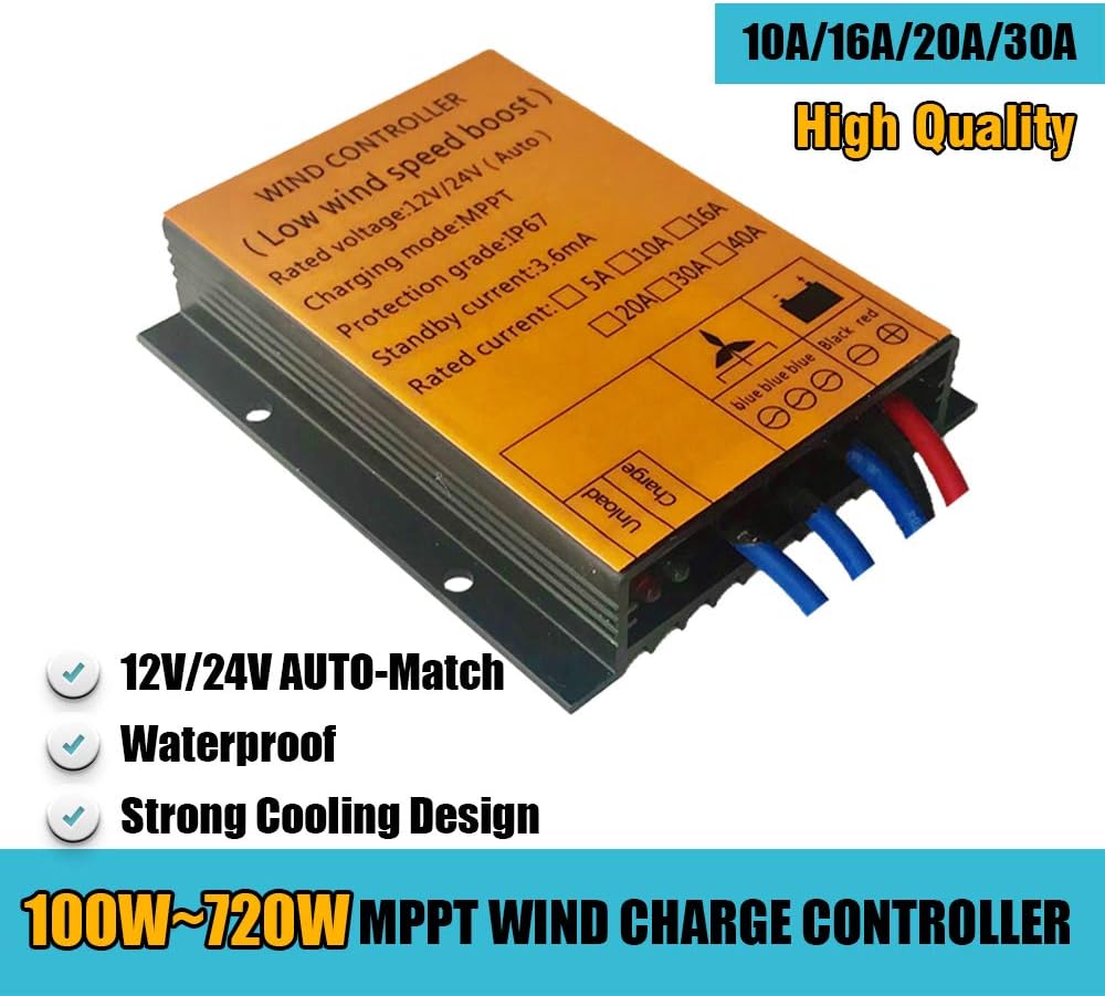 400W Vertical Wind Turbine Generator 3 Phase 12V 24V 48V Maglev Wind Generator Free Power Energy for Home (400W, 24V-Green)