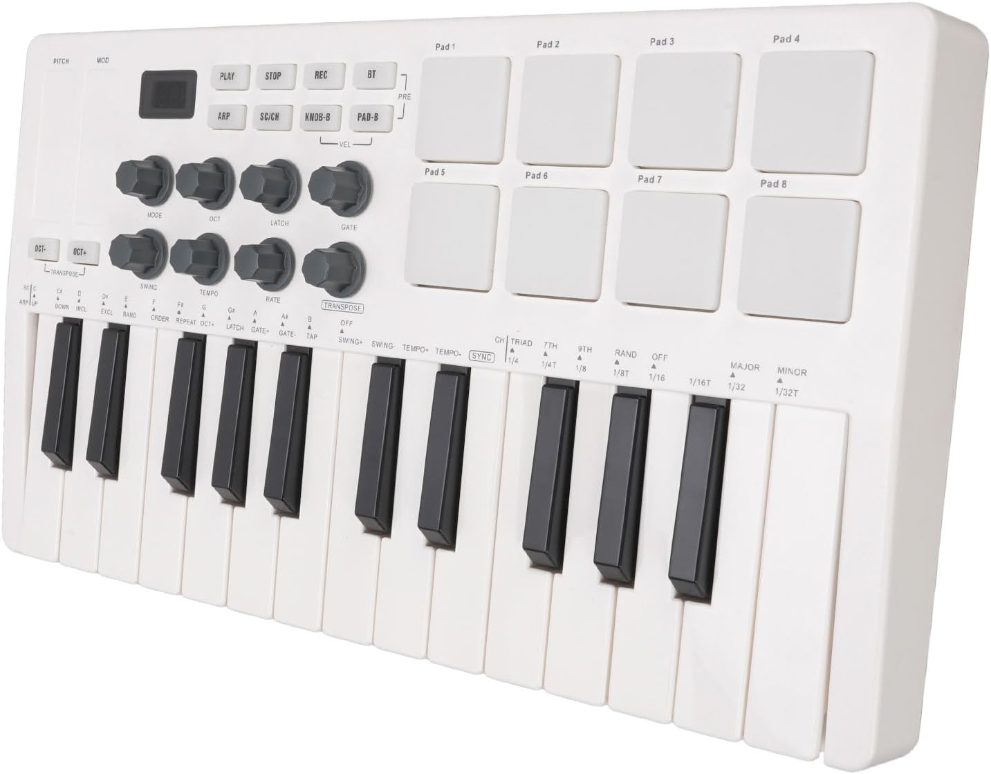 MIDI Keyboard Controller, 25 Key Bluetooth Portable MIDI Controller with 8 Backlit Drum Pads, 8 Knobs, MIDI Mixer for Music Production