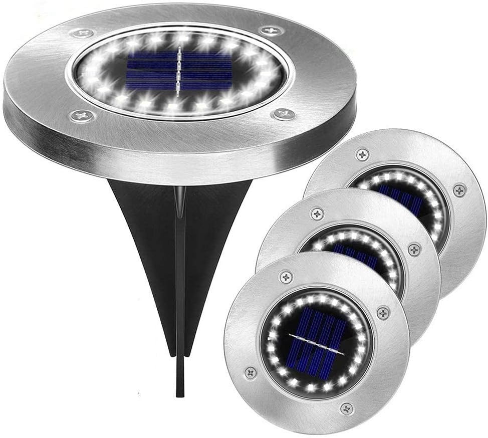 Wall Light Solar Garden Lights 12/16/20LED Solar Ground Lights Waterproof Light Underground Landscape Lights for Lawn Pathway (Color : Warm White, Size : 20 LEDs) (White 20 LEDs)