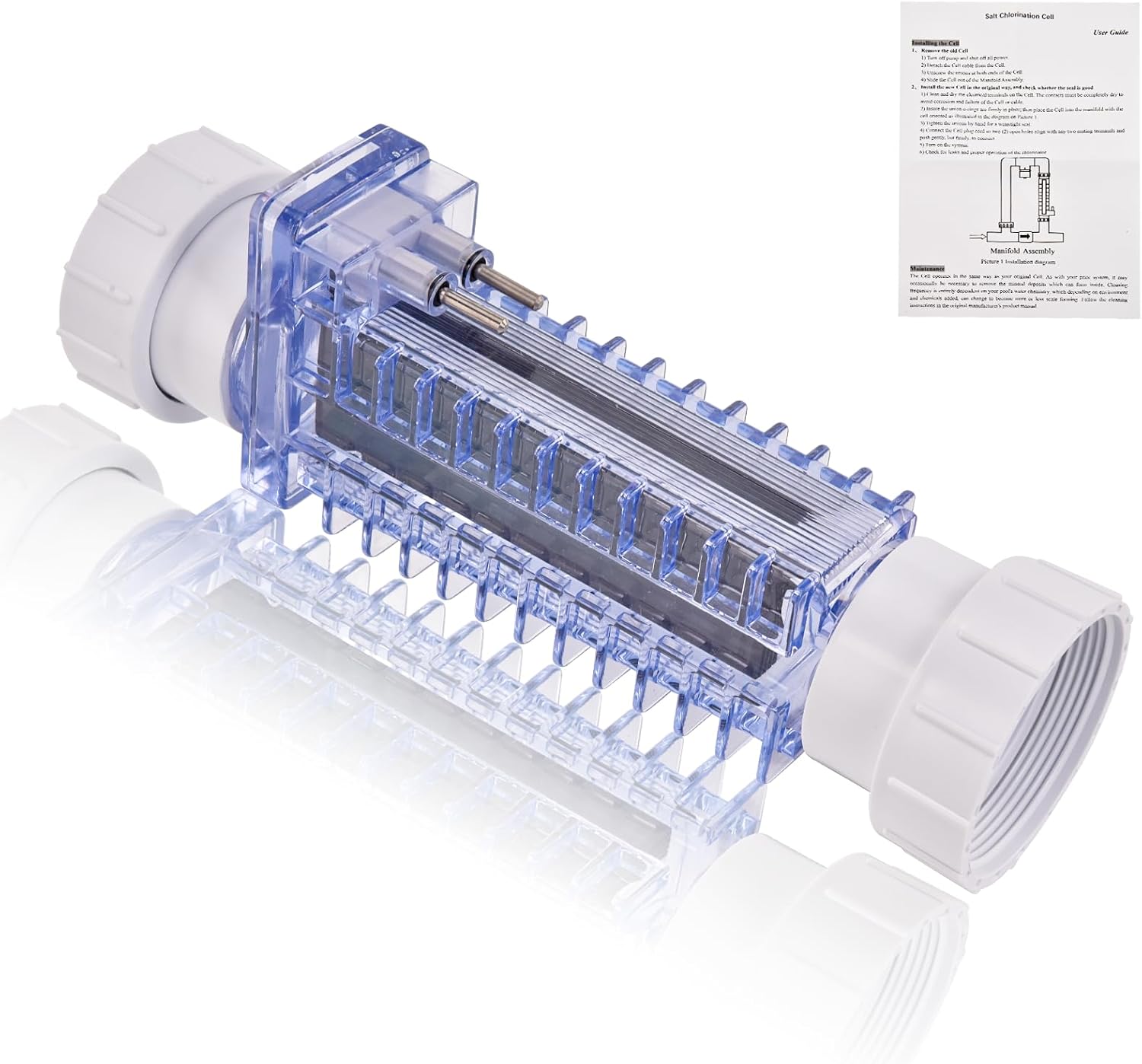 PPC1 Salt Cell with Unions Fits for Autopilot Pool Pilot Digital Chlorine Generator, W/ 5 Titanium Blades, Replace# RC-35/22, SC-36, AP-150 (for 28K-40K Gallon Pools)
