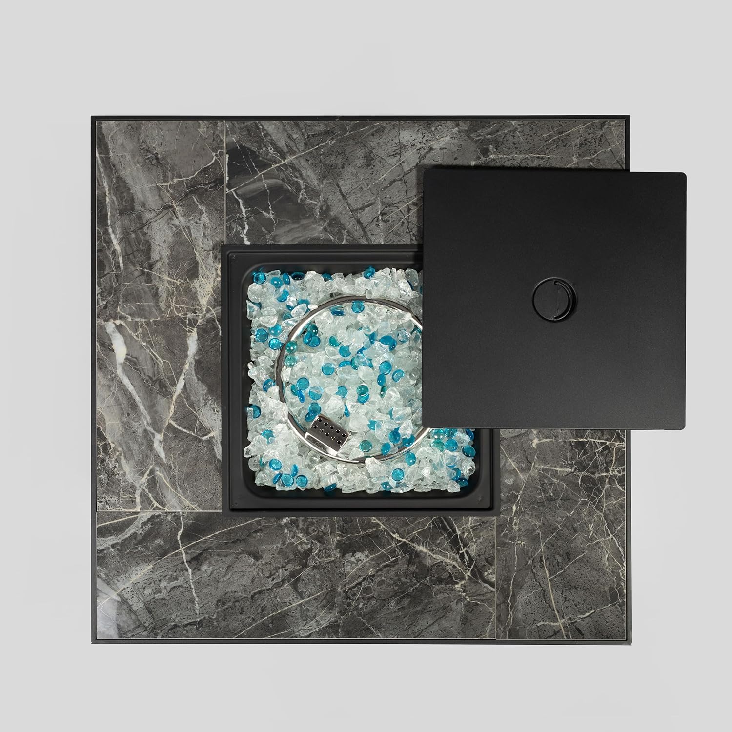 30 inch Outdoor fire Table with Propane Gas Belt Cover, fire Pit Table with Glass Stone and rain Cover, fire Pit Table