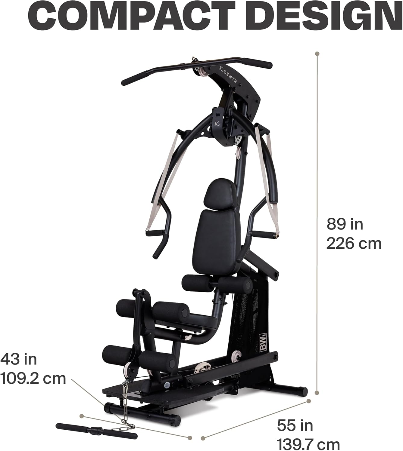 Centr Body Weight Home Gym Machine - Upper & Lower Body Weight Machine & Home Gym System with Multifunctional Cable for Full Body Workout Set - Exercise Equipment with Leg Extension & Leg Curl Station