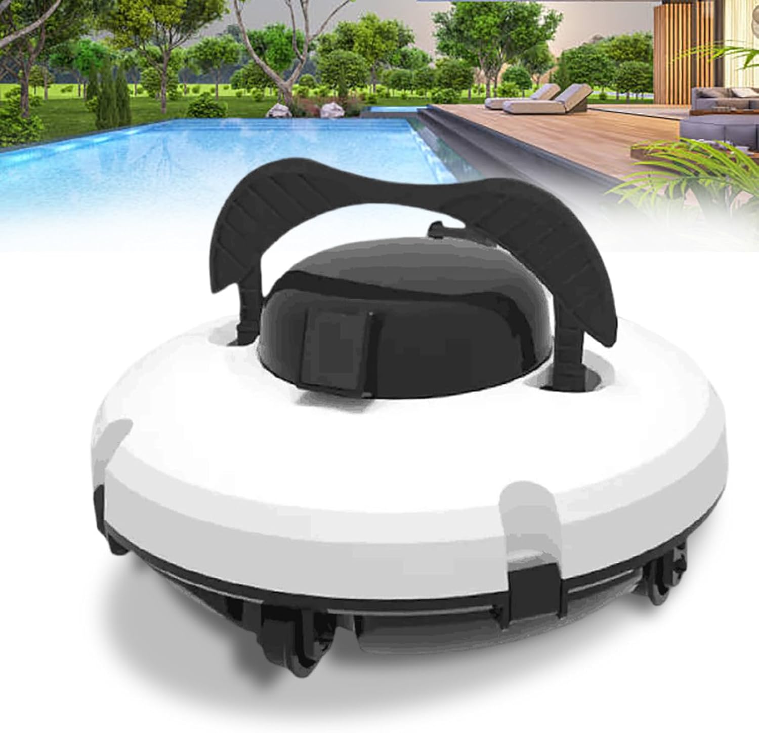 2024 New Upgrade Automatic Cordless Pool Cleaners, Pool Vacuum for Above Ground Pool Come, Portable Swimming Pool Cleaning with Self-Parking, for Above/In-Ground Flat Pools,110V