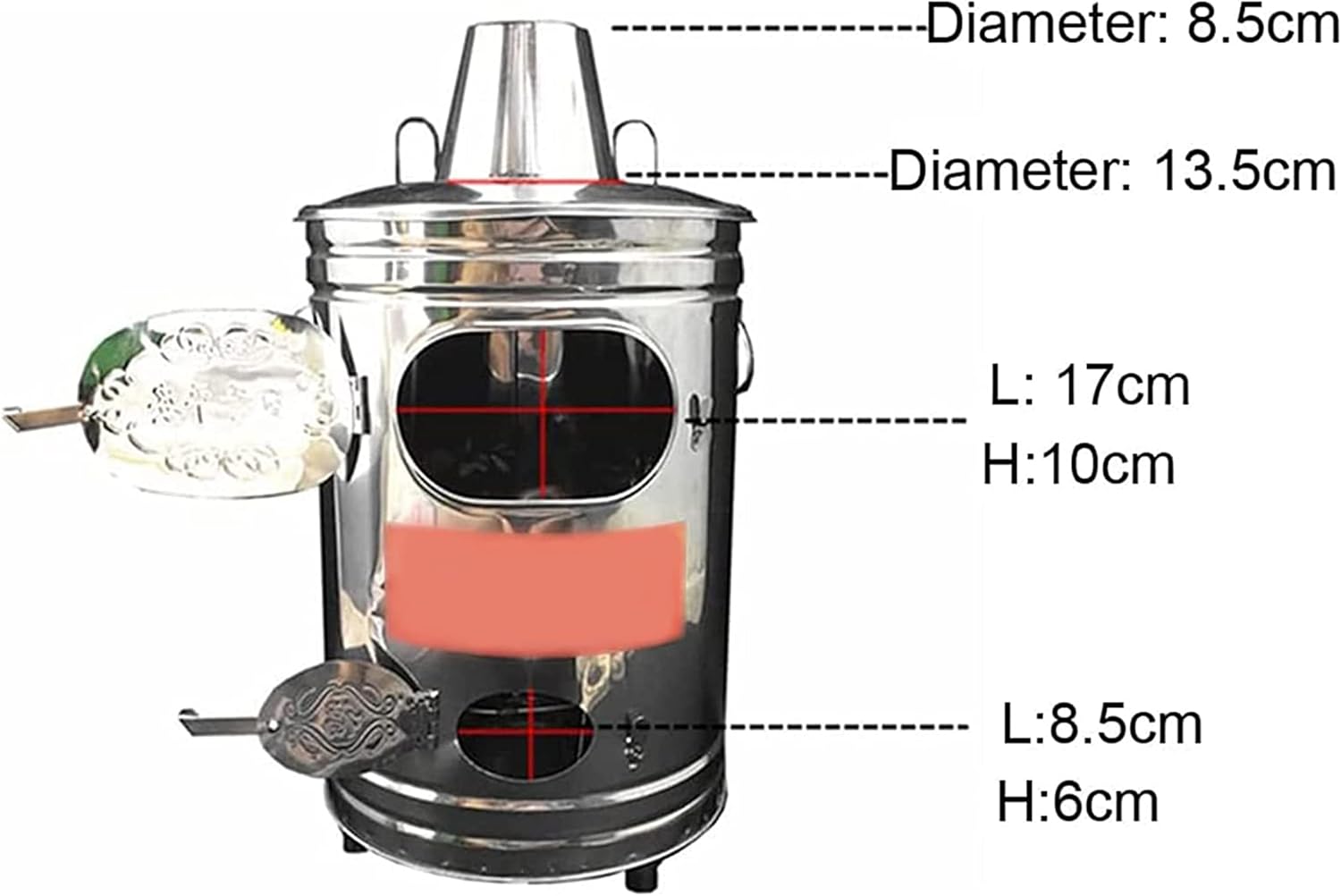 Burn Barrel Incinerator with Exhaust Pipe Stainless Steel Backyard Burn Barrel, Portable Bonfire Pit Outdoor Wood Burning Firepit, for Outside Patio Camping ,61*46*34CM/24.01*18.11*13.38in
