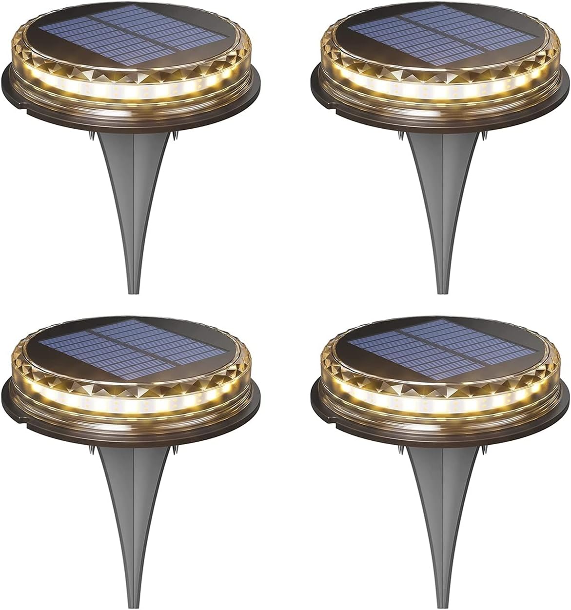 Outdoor Solar Ground Lights, with 17 LED Lights Waterproof Warm White for Landscape, Walkway, Lawn, Steps Decks Lamps (Color : Warm White, Size : 4 pcs)