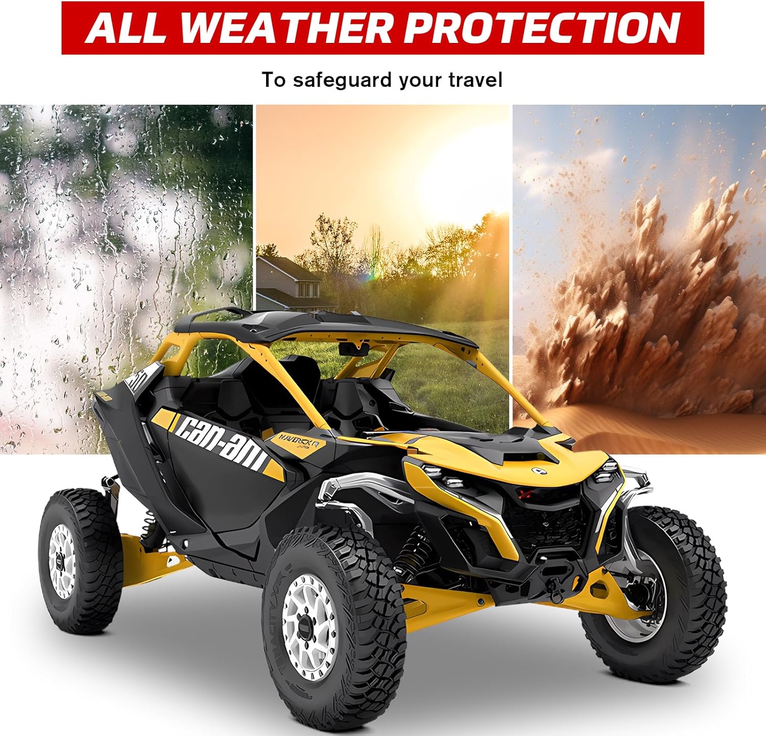 Hard Roof Top for Can-Am Maverick R 2024+, Durable Polyethylene 2-Piece Combination Sun Visor Roof for Can Am Maverick R X RS 2024 2025 Accessories, Replace #705015973, 705015974