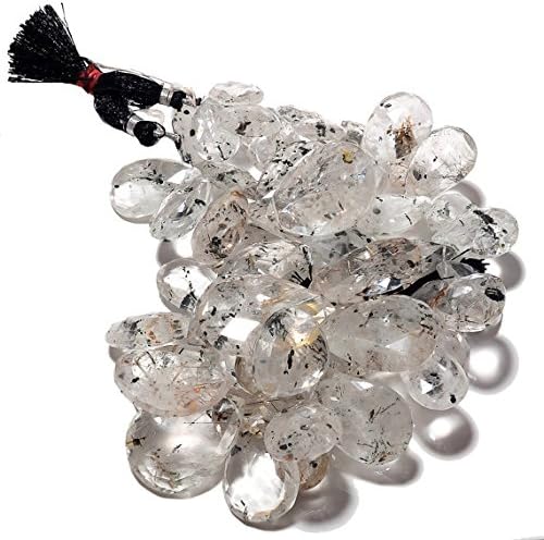 13 inch natural beads strand of 26mm-22mm faceted pear rutilated quartz gemstone briolletes beads for DIY jewelry - necklace, bracelet, earring, ring.