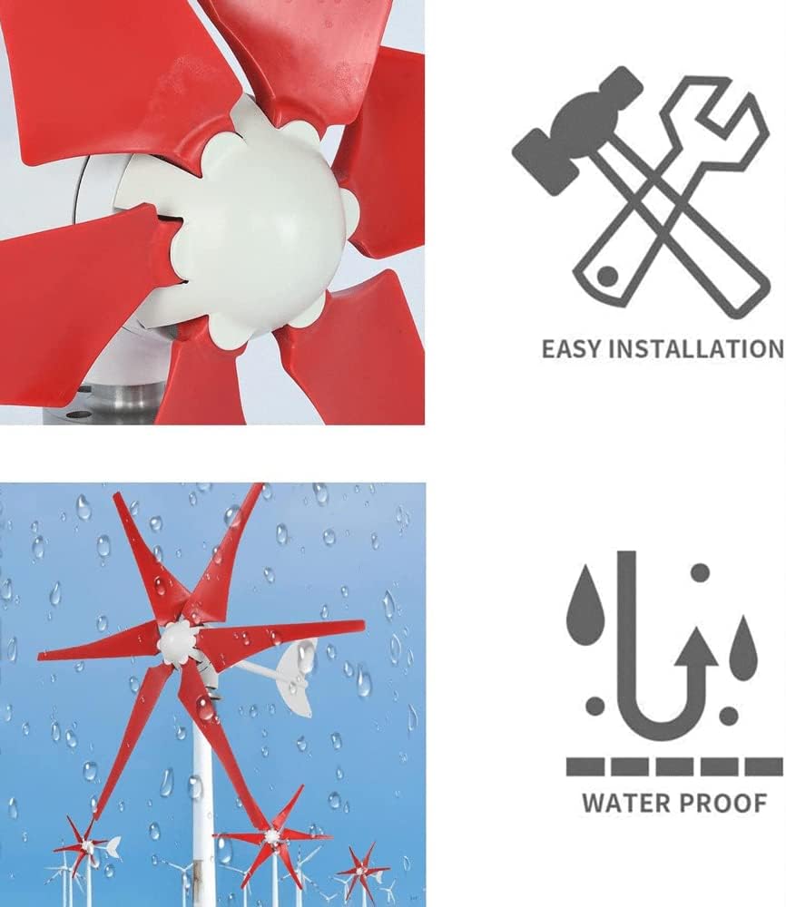 Wind Turbine Generator Kit 400W, Wind Power Generator for Marine RV Home, 6-Blades Windmill Generator for Wind and Hybrid Solar System