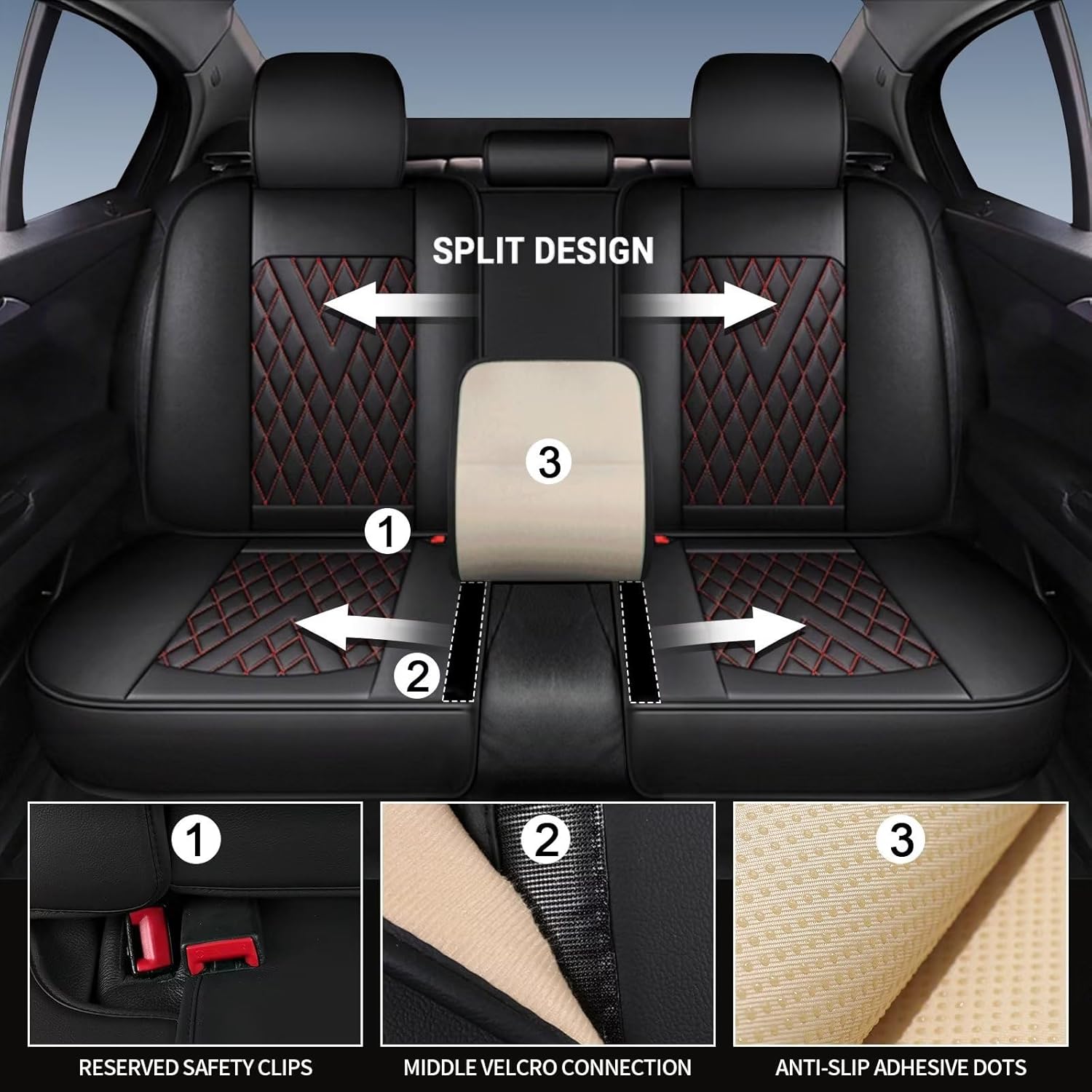 Car Seat Covers for Hyundai Santa Fe 2007-2025 2026 | Faux Leather Waterproof Seat Cover Seat Cushions Vehicle Accessories(2 Rows 5 Seats,Black)