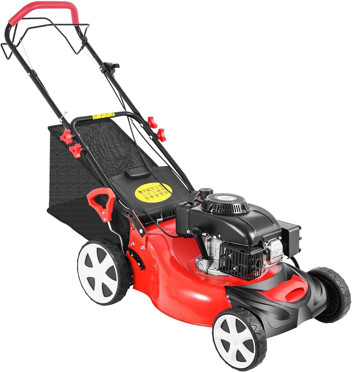 Bepritm 140CC Self Propelled Gas Lawn Mower, 5HP 4-Stroke Gasoline Engine Grass Trimmer Lawn Mower, with 60L/15.85gallon Capacity Bag & 8 Position Height Adjustable for Lawn Weeding