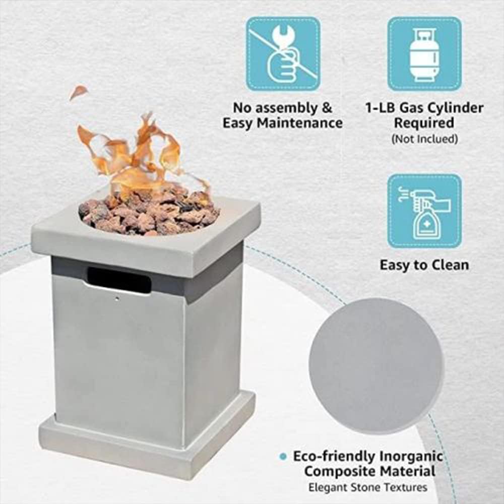 Table Top Brazier, Propane Fire Pit Table, 10,000BTU Outdoor Patio Gas Fire Pit with Lava Rock and PVC Cover, Garden Slate Look