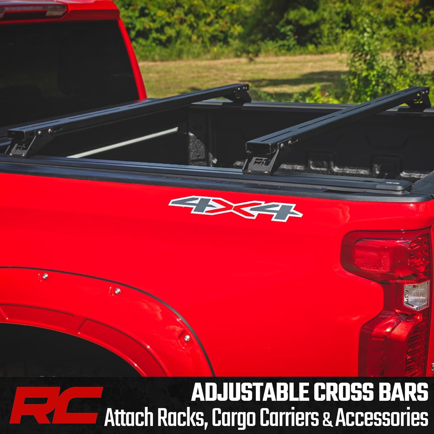 Rough Country Adjustable T-Slot Crossbars for Pickup Truck Beds – Fits 57.25