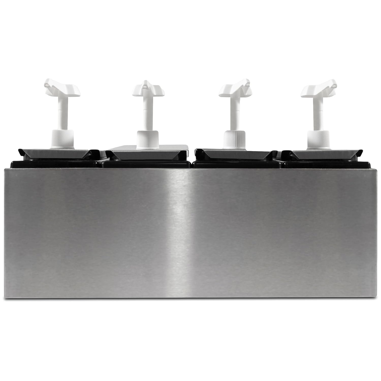 Carlisle FoodService Products Condiment Rail Condiment Center with 4 Standard Pumps for Gas Stations, Restaurants, and Fast Food Stainless Steel, 19.25 X 7.75 X 12.5 Inches, Silver