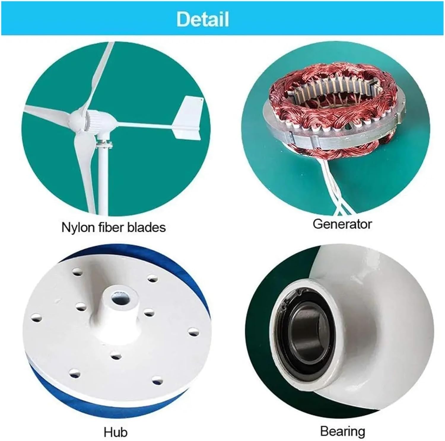 Wind Turbine Generator Kit, AC Three Phase Wind Power Turbine for Home Farm 20KW 12V 24V 48V Windmill Electric nerator for Hybrid Solar Wind System(48V_25KW)