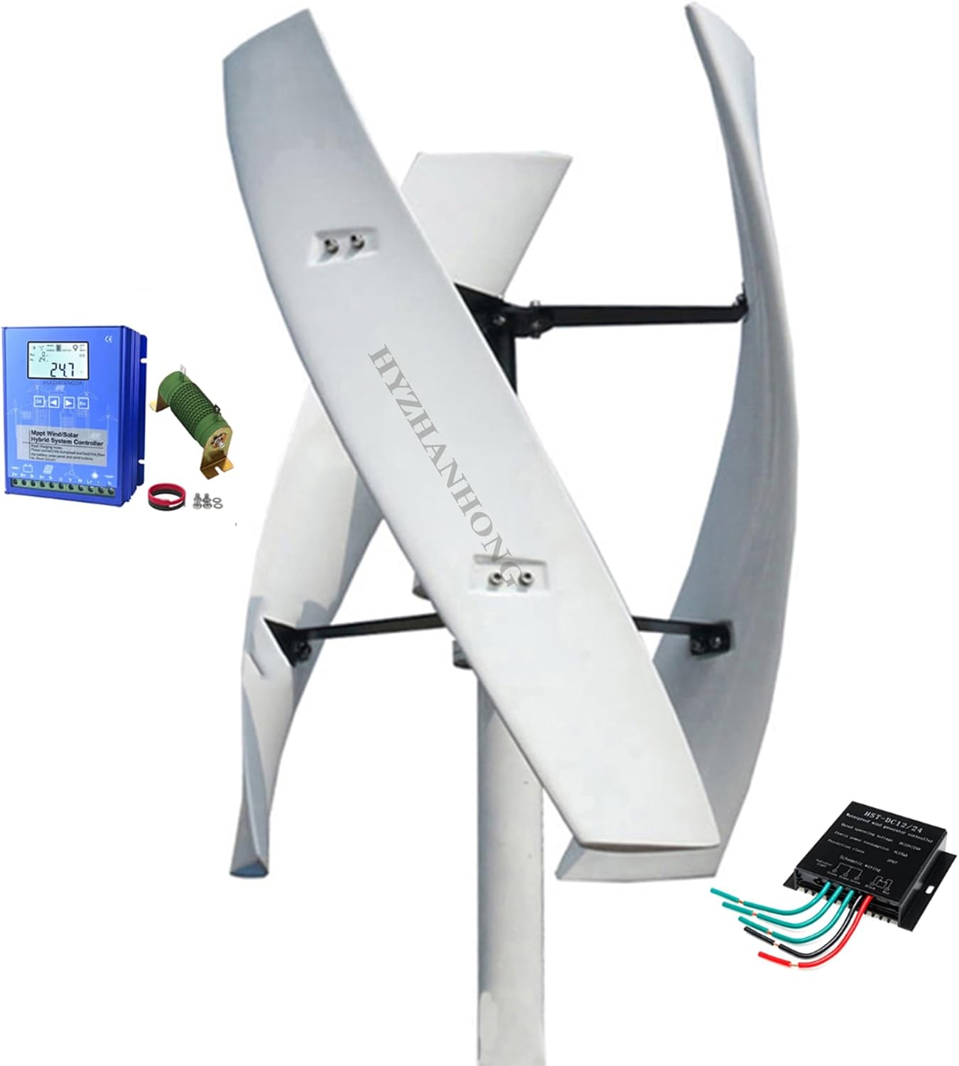 No Noise 12000W 110V/220V Vertical Wind Turbine Generator Kit 3 Blades Wind Turbines Motor with Charge Controller Efficient for Outdoor Garden