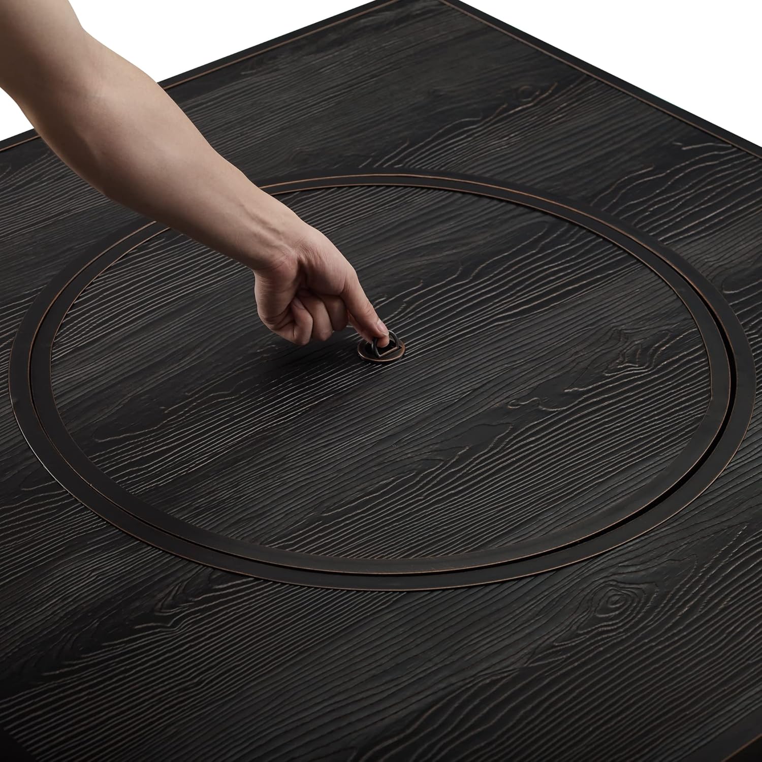 Fire Sense 63226 Yorke Aluminum Convertible Gas Fire Pit Table 55,000 BTU Outdoor Multi-Functional Fire Pit with Fire Bowl Lid, Nylon Weather Cover & Clear Fire Glass - Bronze Finish - Square