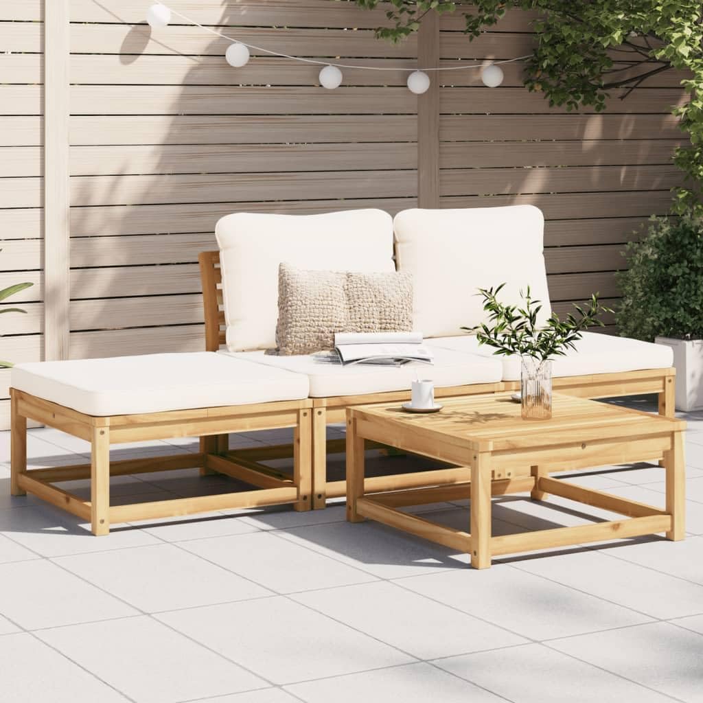 4 Piece Patio Lounge Set with Cushions Solid Wood Acacia,Acacia Wood Garden Lounge Set with Cushions for Outdoor Patio Relaxation Outdoor Furniture Sets, Sectional Sofa Units