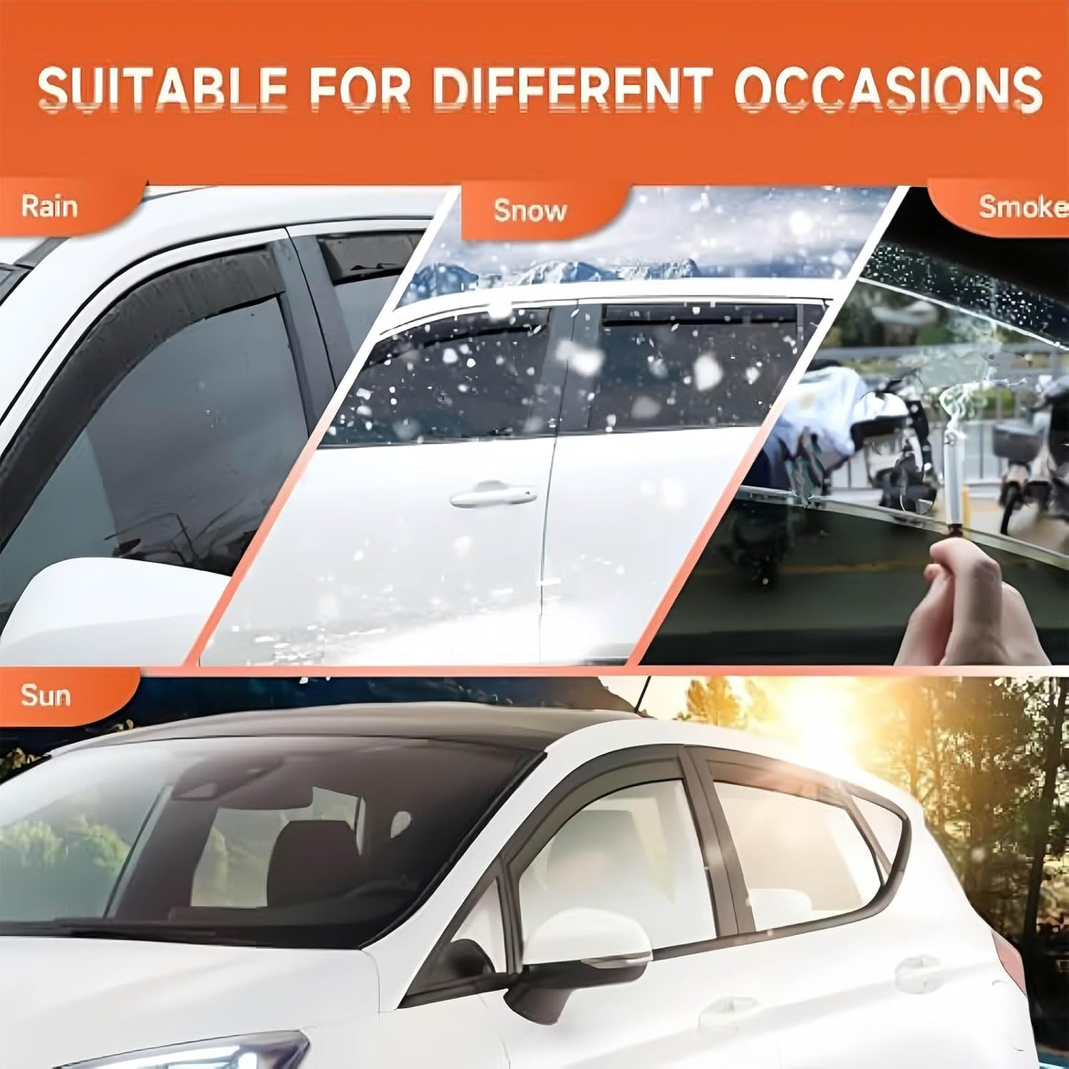 Window Deflectors for Ford Transit TS MK2 1987+, Sun Rain Guard Window Visors Vent Shades with Bright Stripes Car Accessories