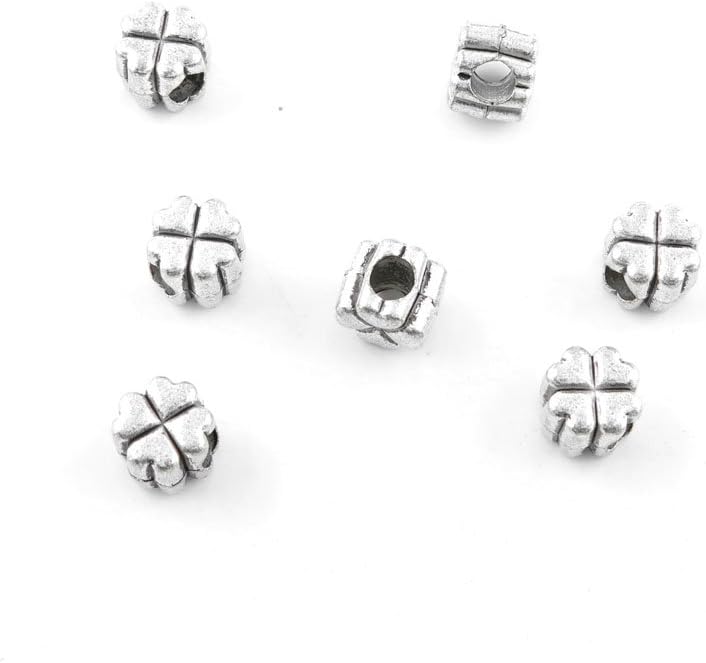 690 Pieces Antique Silver Tone Jewelry Making Charms Findings Fashion Wholesale Supplies Pendant Lots Bulk Supply F1AL7O Clover Loose Beads