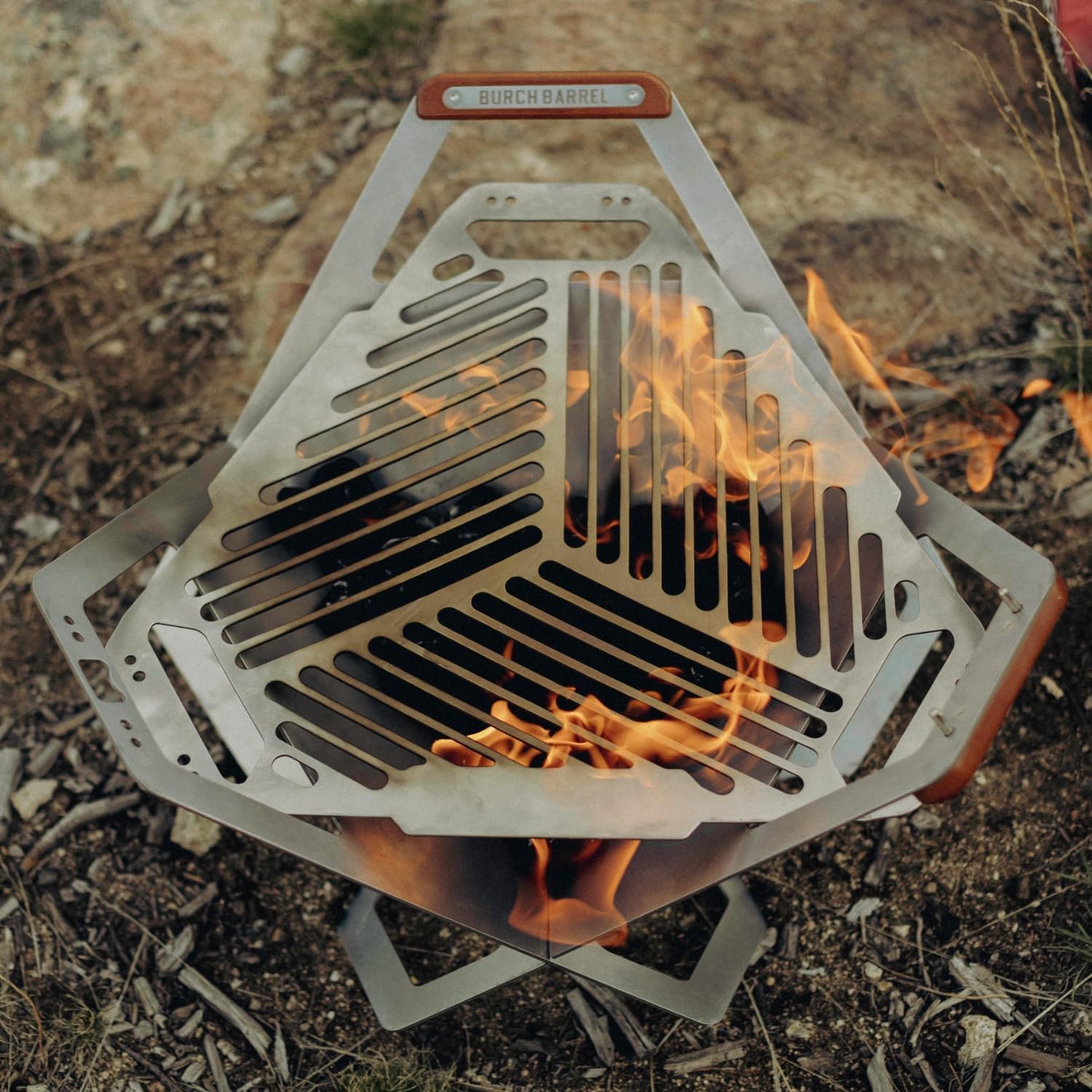 Burch Barrel Flat Packer Outdoor BBQ Charcoal Grill and Wood Firepit | Our Foldable, Portable and Compact Grill is Made from Stainless Steel | Lightweight and Easy to Assemble