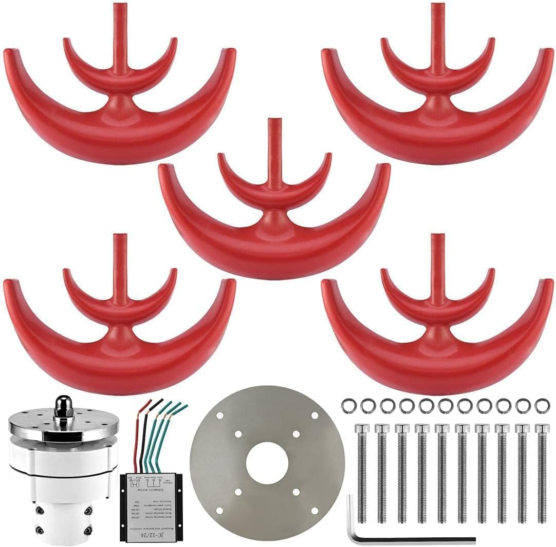 Wind Turbine Generator Kit, 8000W 5 Blade Wind Turbine Lantern Vertical Wind Generator Kit Electricity Producer Equipment (Red)