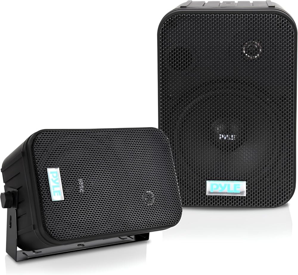 Pyle 2 Way Speaker System Pair - 500W Peak Power 6.5 Inch Passive Weatherproof Wall / Ceiling Mounted - Heavy Duty Universal Mount - Use for Pool, Patio, Indoor, Outdoor (Black)