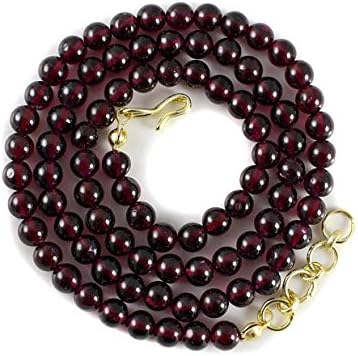 round garnet 5 mm beads stone necklace handmade designed for women,length 18 inch