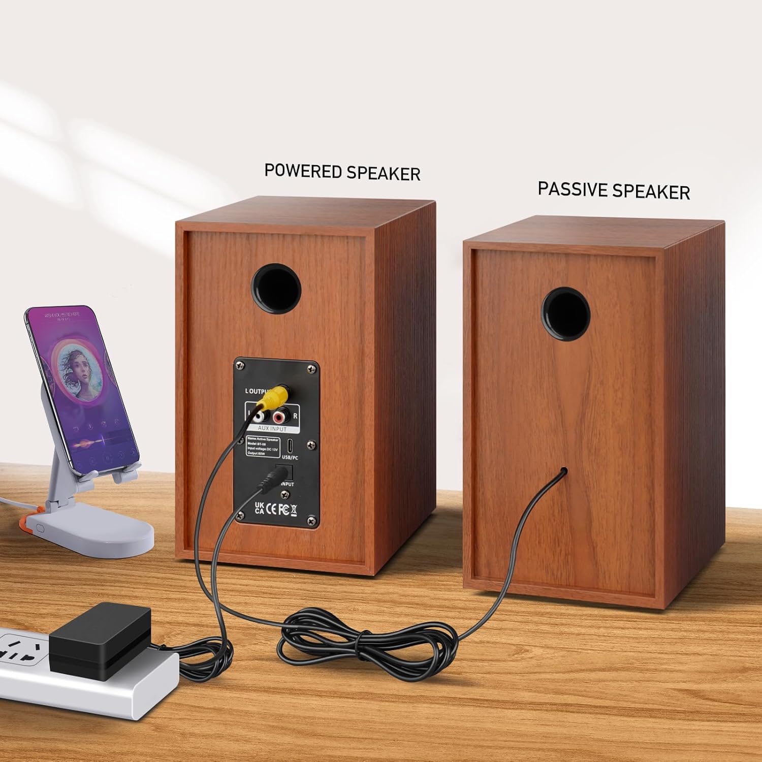 Powered Bookshelf Speakers, 40W X 2 Record Player Speakers with 4 Inch Woofer and a 1