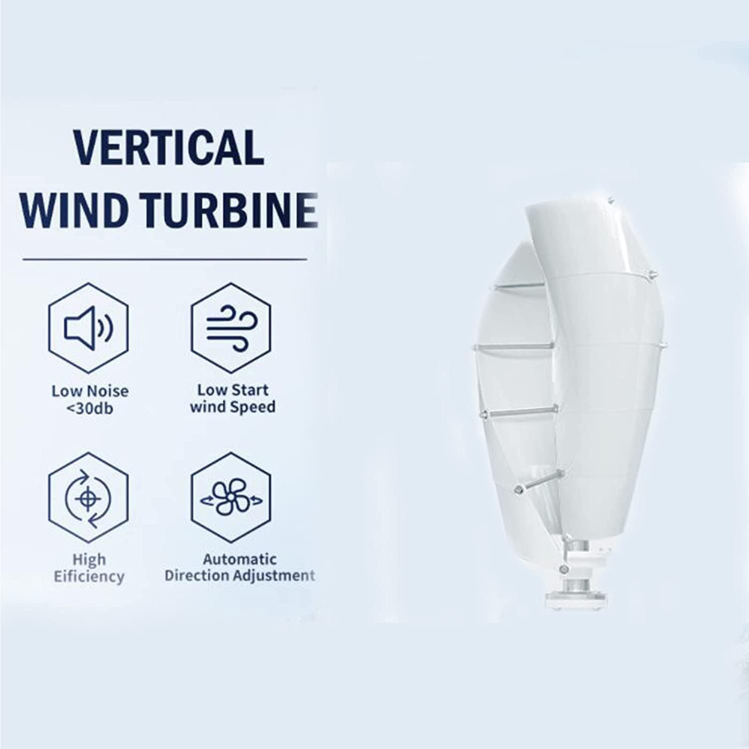 LiuSj JUnSt White Low Noise Wind Turbine,9000W AC Spiral Vertical Wind Power Generator for Home Factory Use (2 Blades)