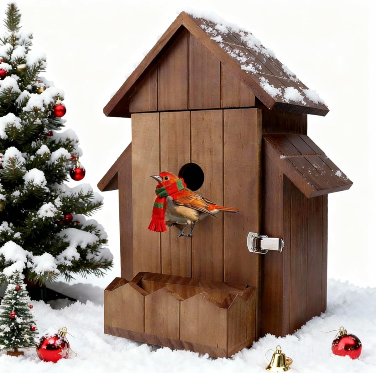 Smart Bird House with Camera, 1080p HD WiFi Outdoor Bird Box. Features Auto Capture Bird Video & Motion Detection, Night Vision, App Alerts and Serves as a Bird Nesting Box (Dark, Normal)