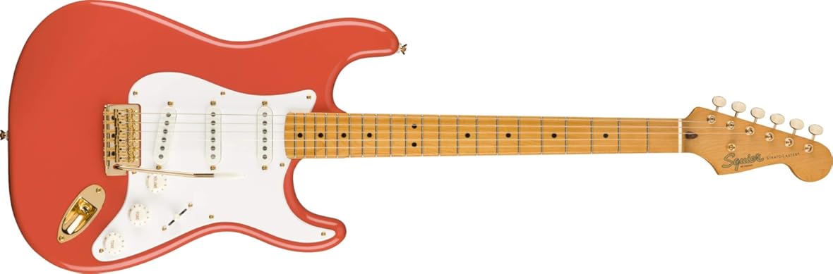 Squier Classic Vibe FSR 50s Stratocaster Electric Guitar, Fiesta Red, Maple Fingerboard