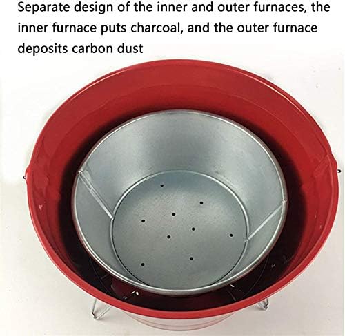 Outdoor Fire Pits Barrel Grill,Outdoor Charcoal Fire Pit,Household Portable Grill,Used for Camping,Picnic,Terrace,Backyard,Garden,Beach,27X23Cm,Blue/Red