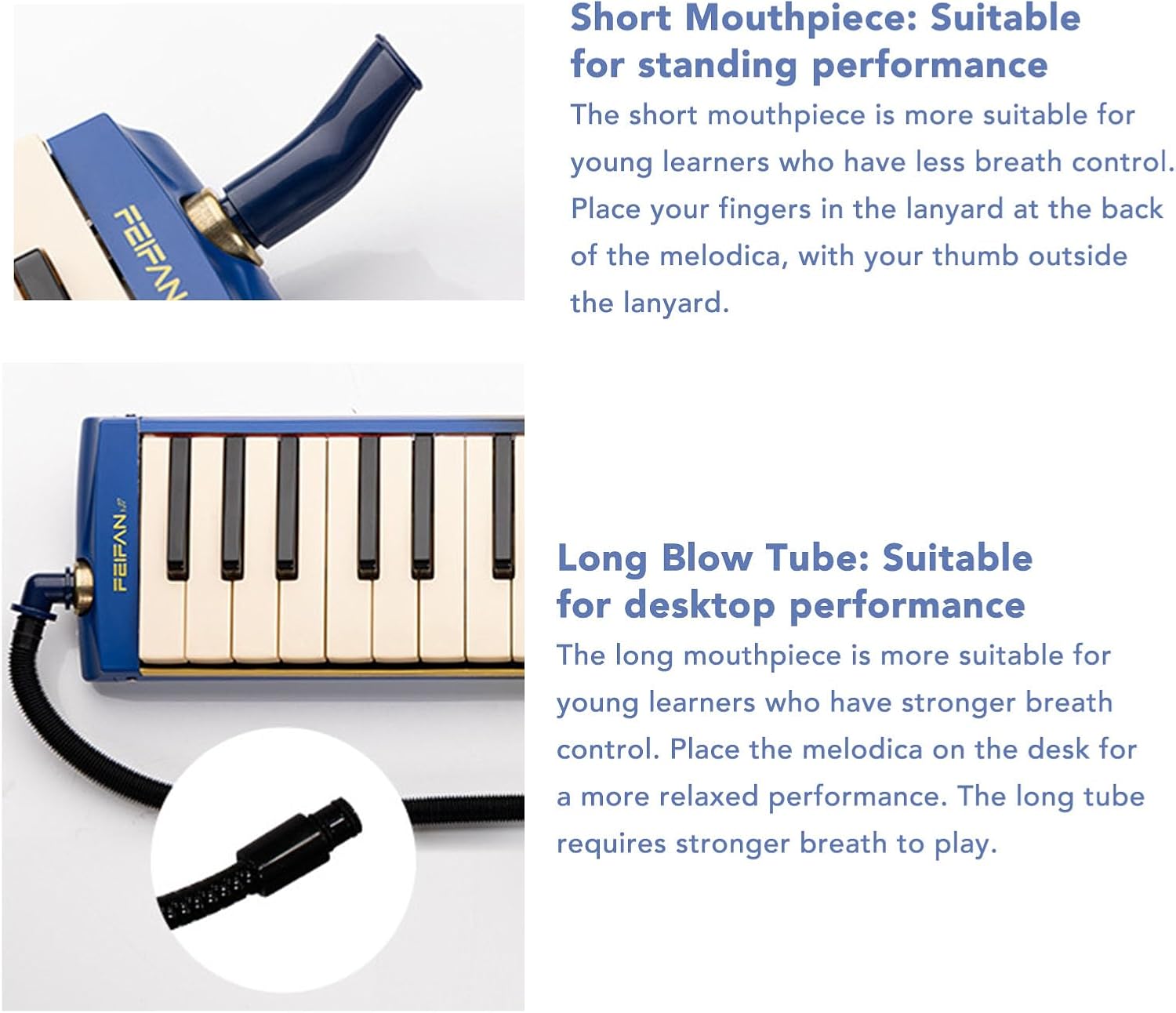 Generic 37 Key Melodica Air Piano Keyboard Instrument with Double Soft Tubes and 2pcs Mouthpiece, Comes with Carrying Bag