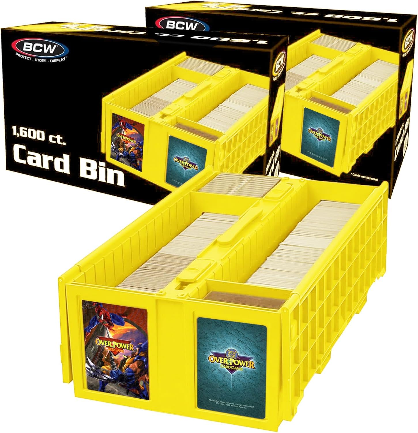 BCW Collectible Card Bin - Holds up to 1600 Cards - Yellow | Large Storage Box for Loose Trading Cards | Pokemon, MTG, and Storage Boxes - Pack of 2