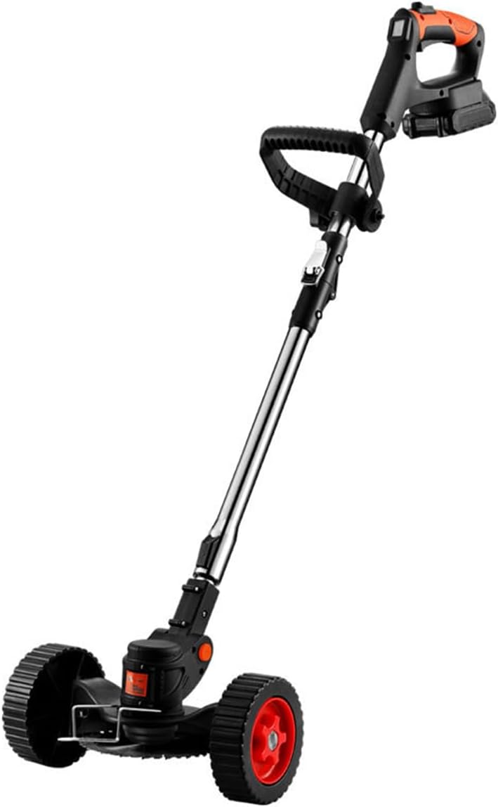 Black 21V Cordless Electric Lawn Mower, Modern Style, 450W Power, 10,000 RPM, Battery Operated, Foldable Body, LED Display, Two-Wheel Assist, Adjustable Height