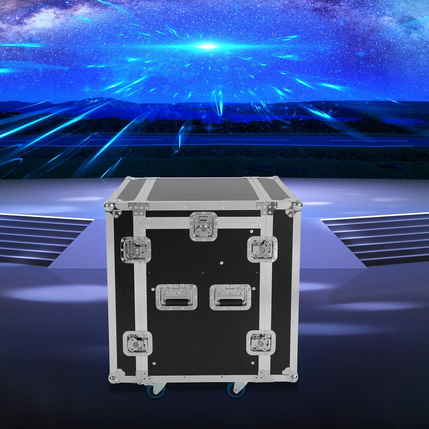 10U PA DJ Rack, 2 Tier Heavy Duty Pro DJ Mixer Stand, Audio Rack Rolling Equipment Rack Cabinet With 4 Wheels for Storing Electronic Equipment Such As Amplifiers, Mixers, Microphones, Sequencers Etc