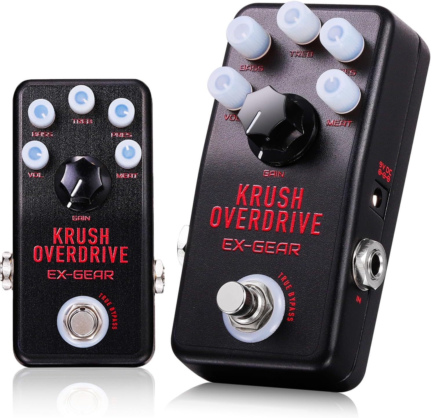 EXGEAR Professional Krush Overdrive Pedal, High-Gain Rock & Metal Guitar Effects Pedal, with Magnetic Base, Illuminated Stage-Ready LED Knobs & Custom Protective Gain Cover
