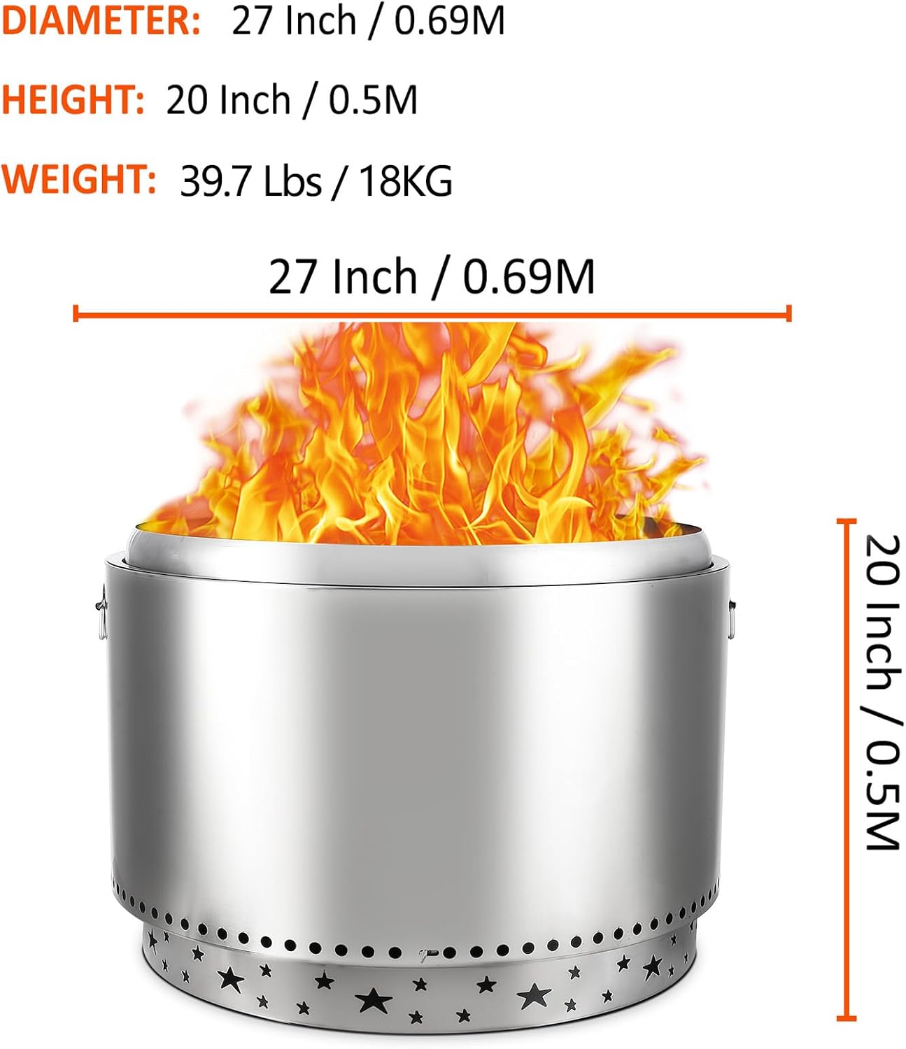 Towallmark Smokeless Fire Pit with Air Switch, 27